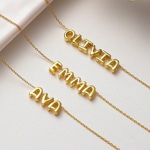 Colar de letras 3D personalizado, colar de nome 3D, pingente inicial 3D de bolha, colar de letras de bolha, presente para ela, presentes de Natal, presente para a mãe