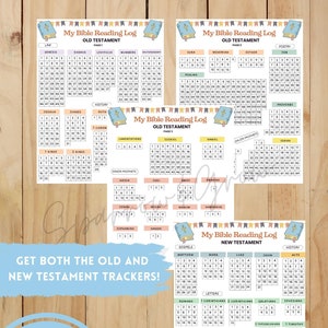 Bible Reading Tracker Kids, Daily Bible Study Planner, Christian Printable, Bible Plan for Kids, Bible Reading Log Kids, Old & New Testament