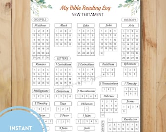 Bible Reading Tracker Teens and Adults, Daily Bible Study Planner, Bible in a year, Bible Plan for Teens, Bible Reading Log, New Testament