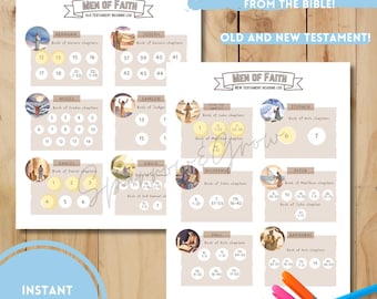 Bible Reading Tracker Kids, Daily Bible Study Planner, Christian Printables, Bible Plan for Kids, Bible Reading Log Kids, Men of Faith