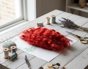 Mohair für Puppen, Trolle, Fantasy. Reborns, Puppets, Blythe, Special Effects 10gramm ROT