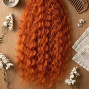 Wavy kid Mohair for Reborn Dolls | Loutrais Mohair Burnt Orange 10grams