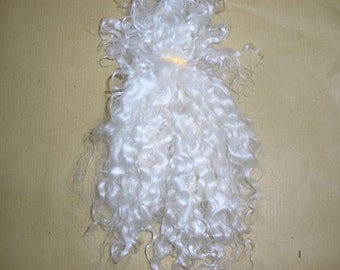 Mohair pour poupées , trolls, reborns, marionnettes, blythe , effets spéciaux, théâtre , - Blanc naturel bouclé 10 grammes