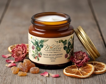Natural Face Moisturiser | Frankincense Geranium Orange | Vegan Skincare | Handmade UK | 60ML