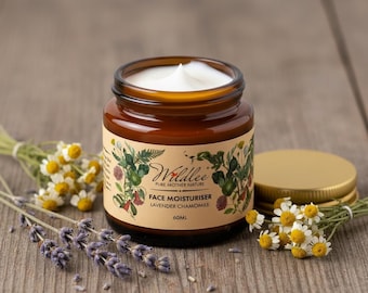 Natural Face Moisturiser | Lavender Chamomile | Vegan Skincare | Handmade UK | 60ML