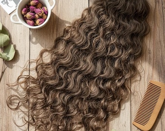 Medium Brown kid Mohair for Reborn Dolls | Loutrais Mohair 10 grams