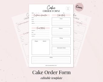 Cake Order Form Template | Bakery Business Forms | Editable Canva ...