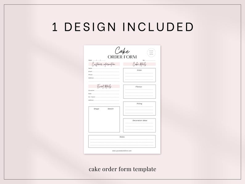 Editable Cake Order Form Template, Customizable Professional Bakery ...