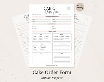 Cake Order Form Template | Bakery Business Forms | Editable Canva ...
