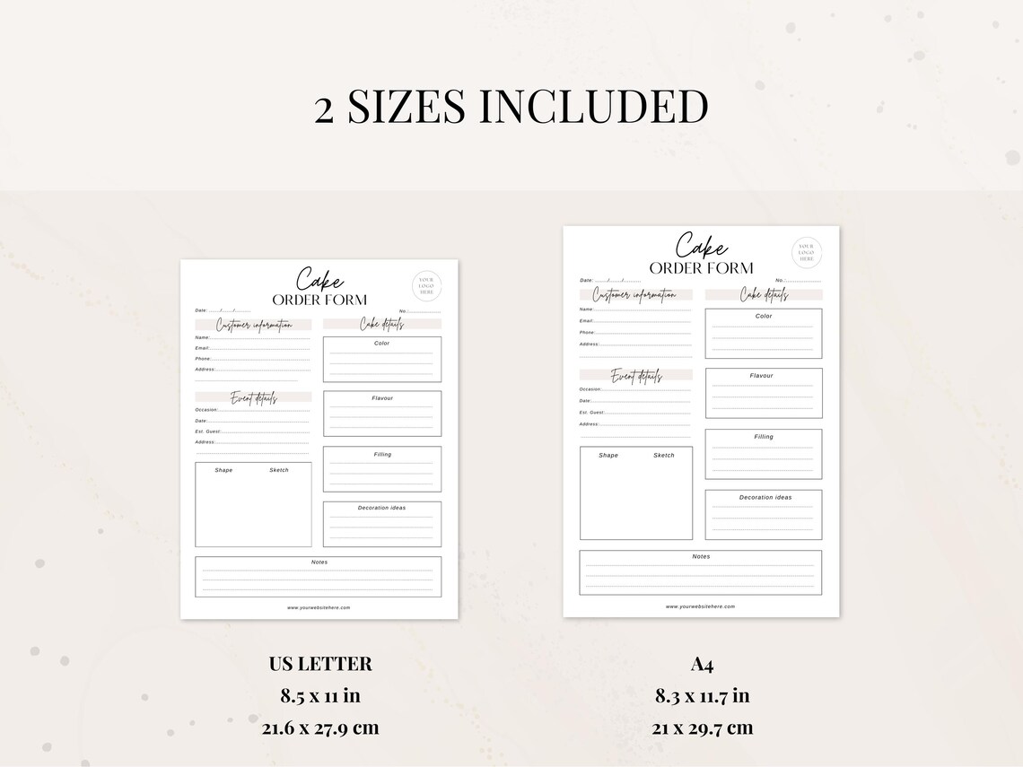 Cake Order Form Template | Bakery Business Forms | Editable Canva ...