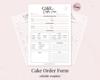 Cake Order Form Template | Bakery Business Forms | Editable Canva ...