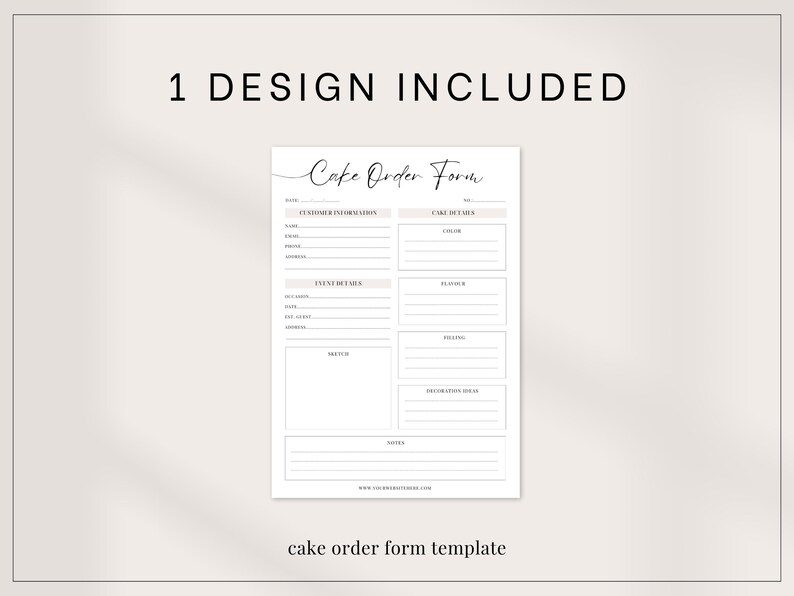 Editable Cake Order Form Template, Customizable Professional Bakery ...