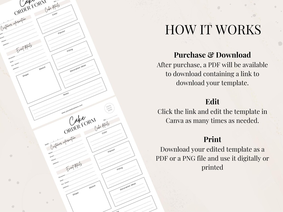 Cake Order Form Template | Bakery Business Forms | Editable Canva ...