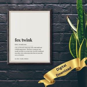 Gay Fox/Twink Definition Art, Gay Types Digital Print, Gay Art, Gay Home Decor, Gay Wall Art, Pride Wall Art, Gay House Decor, LGBT Art