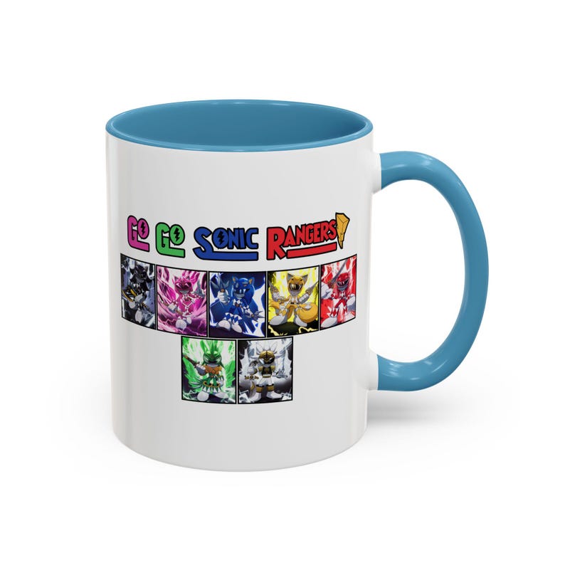 Unique Sonic X All Power Rangers Accent Coffee Mug (11, 15oz), Colorful ...
