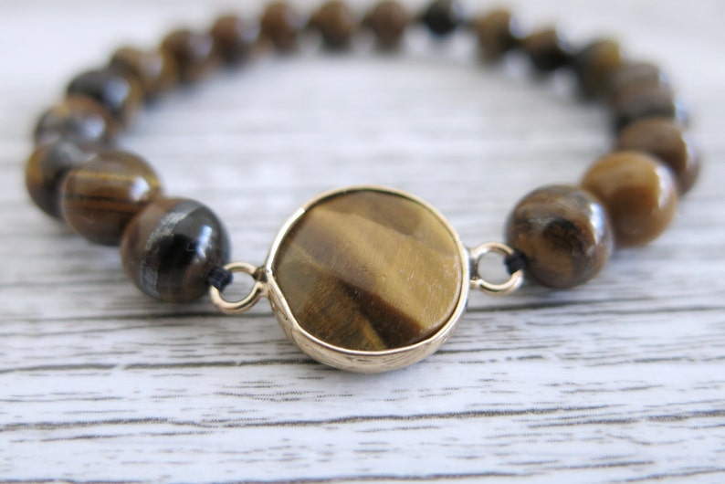 Tigers Eye Bracelet Gemstone 8mm Bead Gemstone Stretch Bracelet Faceted