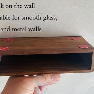 Floating Walnut Box Stick on the tile wall, Glass Wall, Metal wall, Remote control holder, Float Shelf, Quality Wood Shelf, country