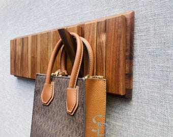 Solid Wood Piano Coat Rack Coated with Food grade wood wax oil, Wall Mounted, Flip Down Wall Hook Rack,easy to install,Handmade Storage Rack
