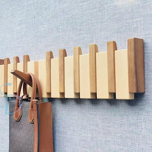Solid Wood Piano Coat Hook, Natural Solid Piano Coat Rack, Wall Hanger, Entrance Wall Coat Hook, handmade wall decor, Modern coat rack