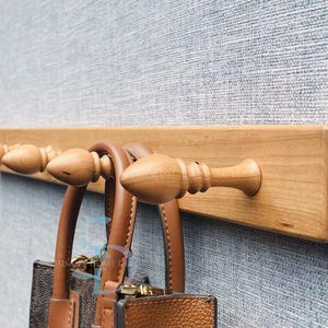 Cherry wood Dowel Peg Rail, Coat & Hat Rack, Shaker Peg Rack, Cherry or Walnut Wood, Minimalist Wall Hook, Towel Hanger for Entryway
