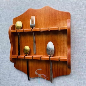 Vintage Wooden Spoon Holder, Spoon Rack for Wall Display, Spoon Collector&#39;s Display, Wooden Holder Wall Rack for 12 Spoons