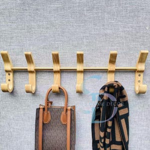 Solid Wood Slide Wall Coat Rack with Adjustable Hooks, Big Wall Hanger, Wood Coat Rack, Wall Mounted Organizer