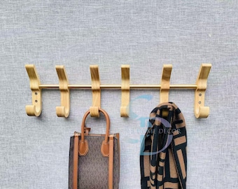 Solid Wood Sliding Hook Coat Rack: Adjustable Wall Mounted Organizer