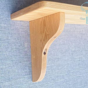 Wood Floating Shelf Brackets | Heavy Duty Shelving Brackets, Farmhouse Wood Shelf Bracket, Thick Industrial Shelf Bracket, Solid Wood Corbel