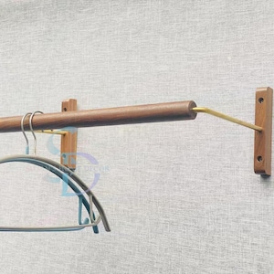 Minimalist Wall Mounted Clothes Rack: Walnut or Cherry Wood