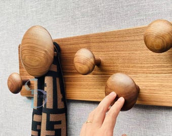 Handmade Solid Wood Coat Rack: Modern Wall Mounted Hanger
