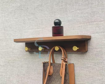 Walnut & Beech Wood Coat Rack with Shelf: Modern Entryway Organizer