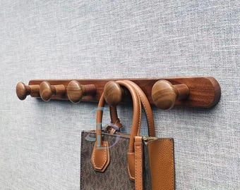 Solid Walnut Shaker Peg Rail Wooden Old Vintage Style Coat Peg Rack Handmade Country Cottage Wooden Quality British 3-8 Pegs