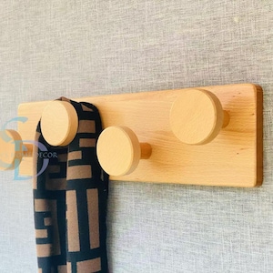 Solid Wood Big Peg Coat Rack – Shaker Peg Rail Wall Mounted | Country Cottage Beech Rack with 3-4 Large Pegs | Handmade Wall Hook