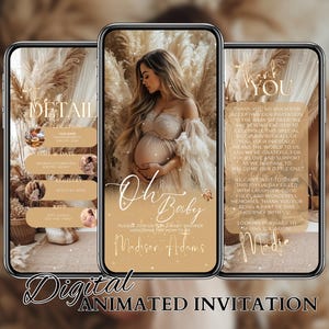 Brown Baby Shower, Boho Baby Shower Invitation, Gender Neutral Baby Shower, Animated Baby Shower Invite, Digital Evite, Baby Shower Video