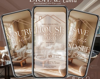Housewarming Invitation Digital Download, Animated Invites, Open House Template, New Home Apartment Video Party, Canva Save the Date Evite