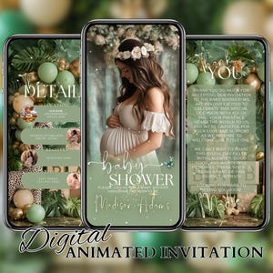 Jungle Baby Shower Invitation, Gender Neutral Baby Shower Invitations, Digital Gender Reveal Invite, Party Favors, Baby Shower Video Invite