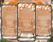 Boho Baby Shower Invitation Digital Download: Animated Baby Shower Invite, Brown Baby Brunch, Video Baby Shower Evite, Baby Shower Canva