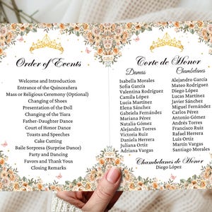 Champagne Gold Quinceanera Program: Order of Events Template (Digital Download)