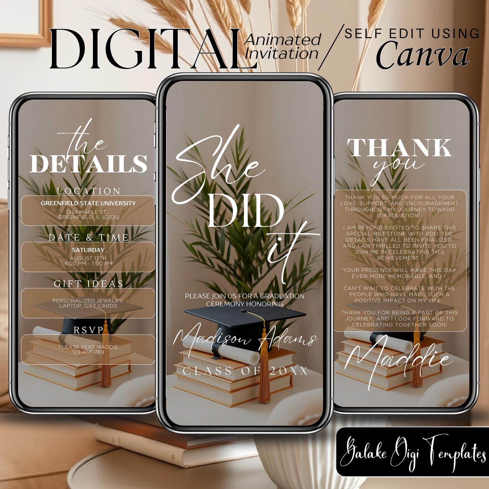 Digital Graduation Invitation Dinner, Video Evite, Ceremony ...