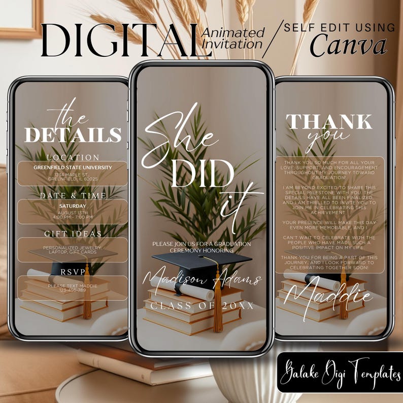 Digital Graduation Invitation Dinner, Video Evite, Ceremony ...
