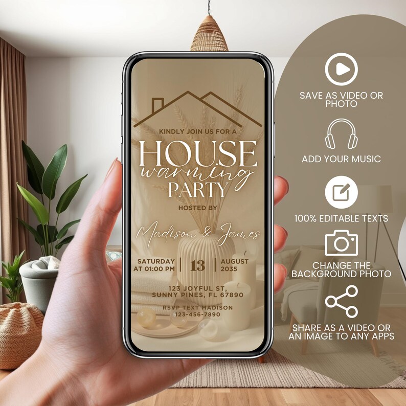 Housewarming Invitation Digital Download, Animated Invites, Open House ...
