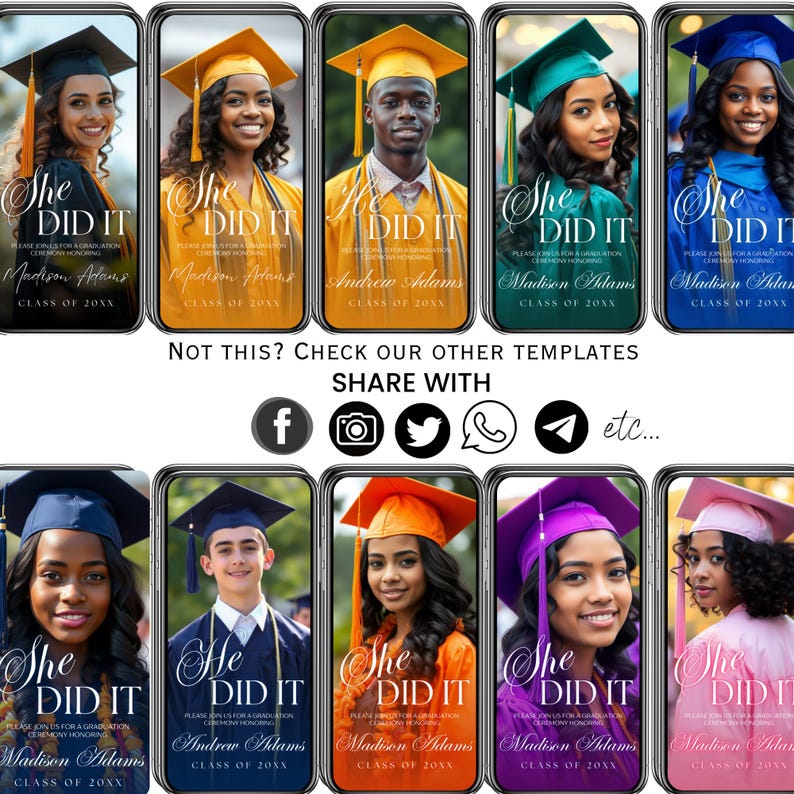 Virtual Graduation Invitation Digital Luxury Animated She Did It Video ...