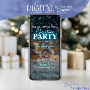 Christmas Brunch Invitation Fancy Christmas Party Mobile Invite Holiday Digital Video Evite Animated Self Editable Instant Download Template