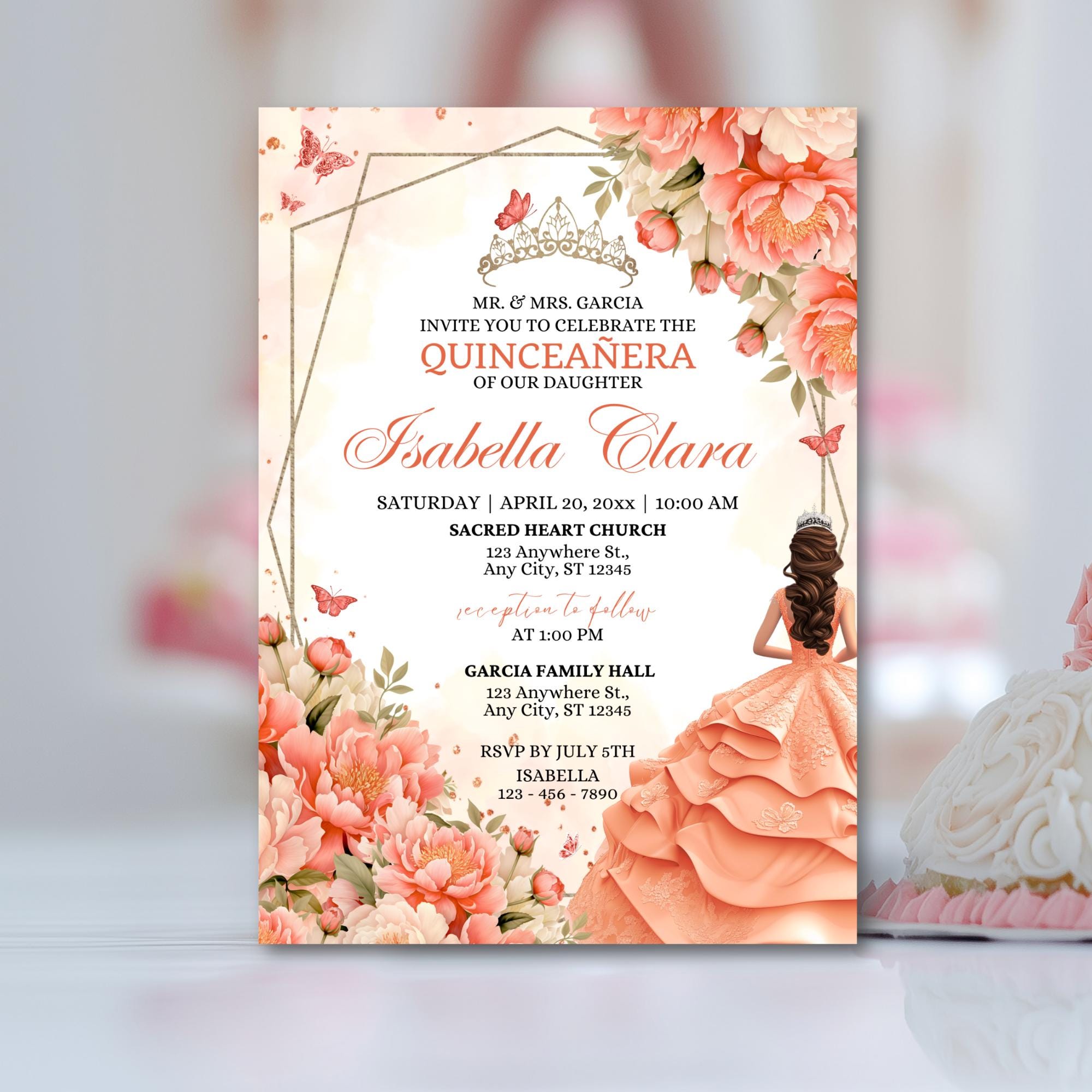 Invitación coral - Etsy México, image size:2000x2000