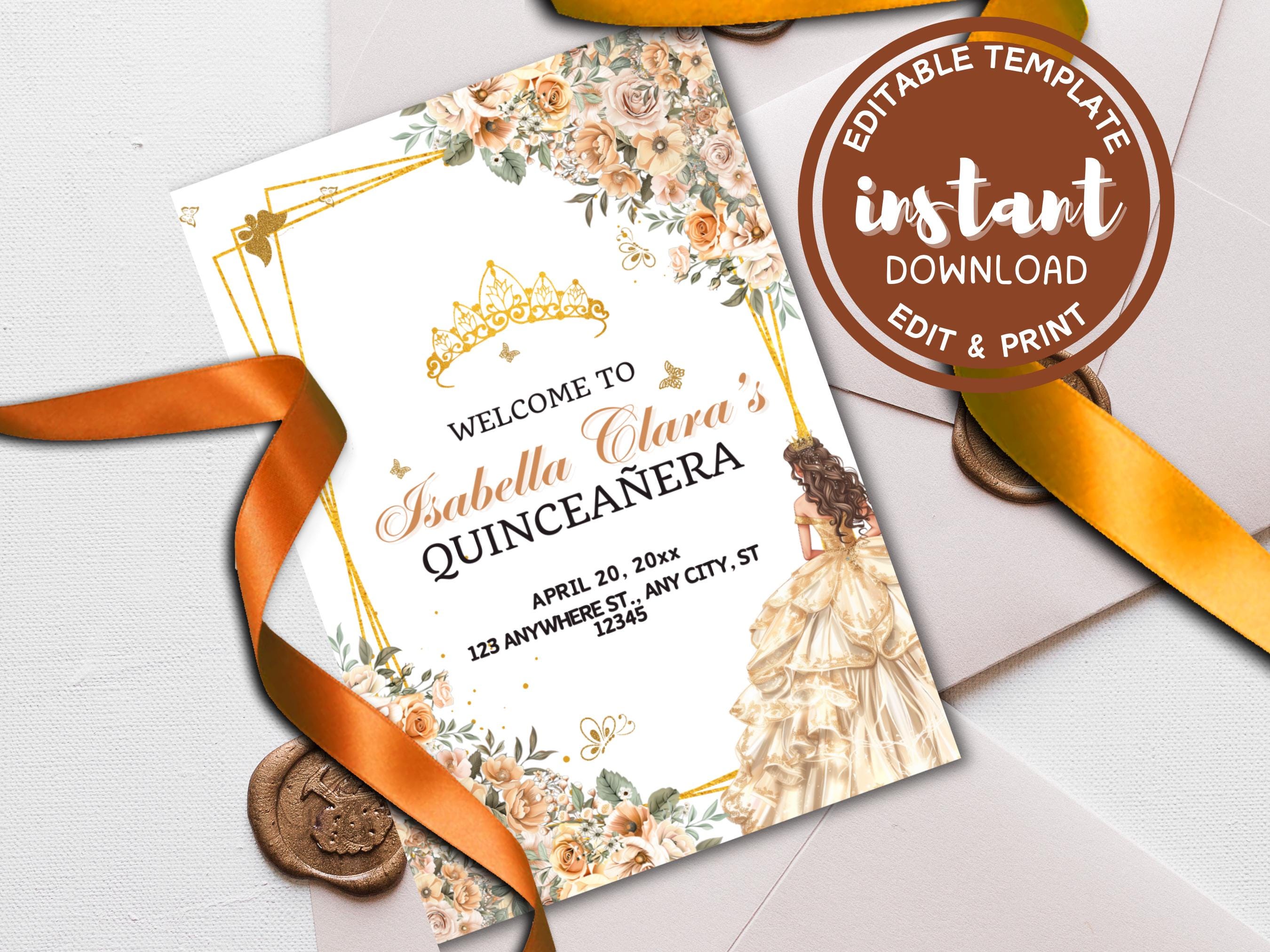 Quince Program Templates Champagne Cream and Gold Quinceanera Program Template Order of Events ...