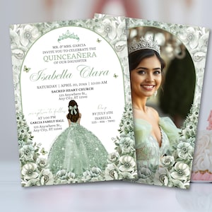 Sage Green Quinceanera Invitation, Western Birthday, Mis Quince Anos, Sweet 15, 15th Birthday, Quinceanera Invitations, Quinceanera Favors