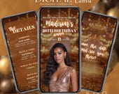 Gold Birthday Digital Invitation: Animated Birthday Evite, Birthday Dinner Invite, Video Birthday Party eCard, Canva Self Editable Template