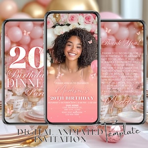 Pink Glam Birthday Video Invitation: Rose Gold Luxury Evite (Digital Download)