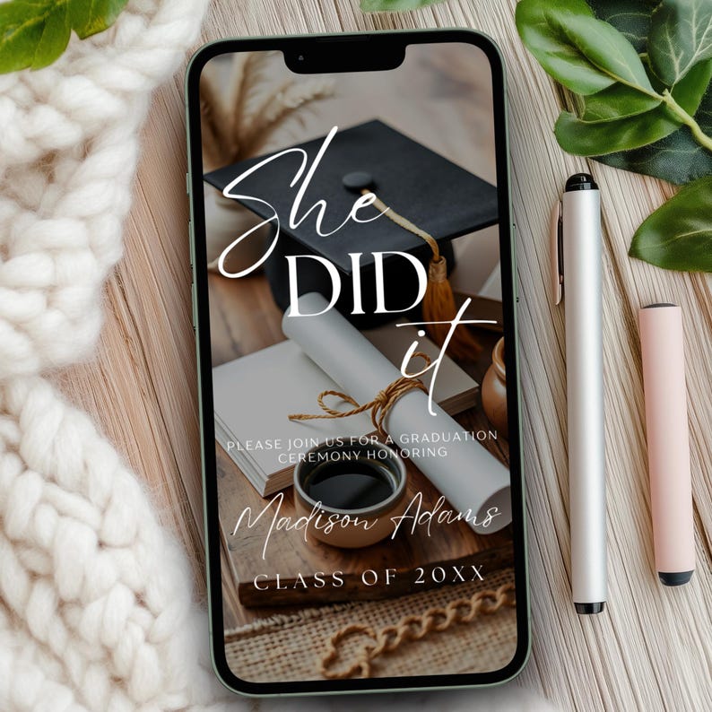 Animated Graduation Invitation Grad Invite Minimalist Graduation