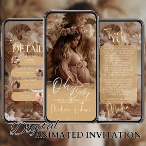 Gender Neutral Baby Shower Invitations, Boho Baby Shower Invitation, Digital Evite, Gender Reveal Invite, Party Favors, Baby Shower Video